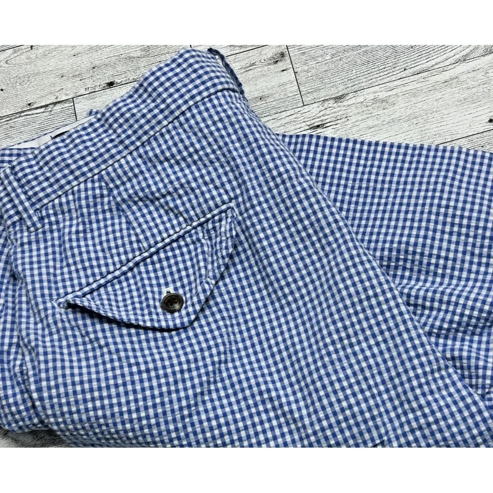 Polo Golf Ralph Lauren Shorts Mens 32 Blue Gingham Checkered Seersucker Fairway